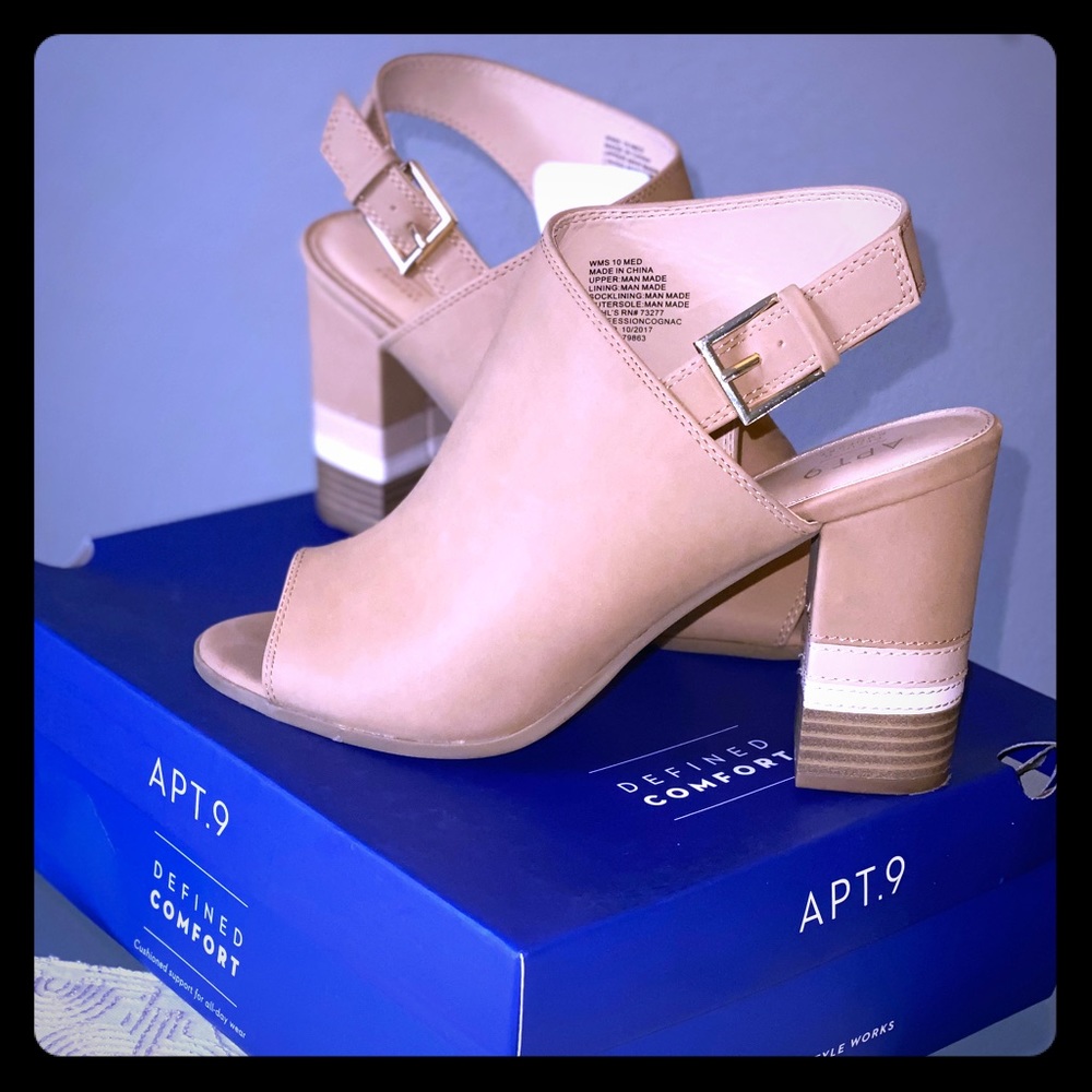 Peep toe booties with sling back